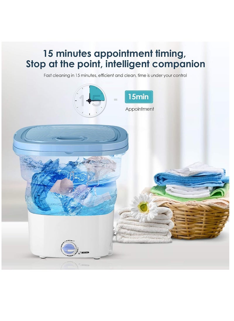 ELTRAZONE - Compact 1.8 kg Portable Folding Washing Machine – 135W Lightweight, Space-Saving Design, White/Blue - Image 1