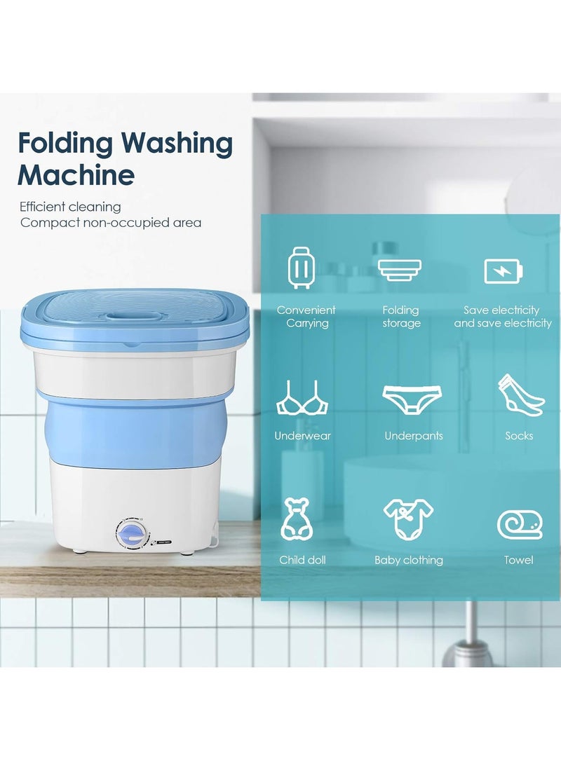 ELTRAZONE - Compact 1.8 kg Portable Folding Washing Machine – 135W Lightweight, Space-Saving Design, White/Blue - Image 1