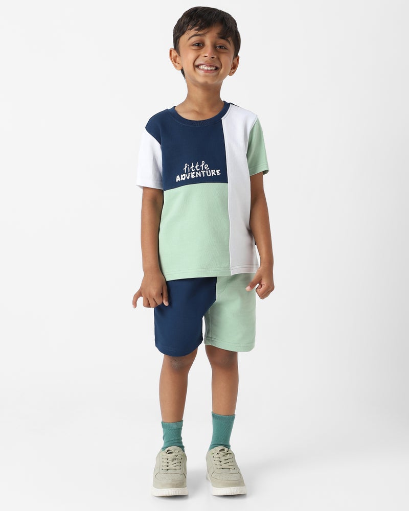 Nautinati Boys' Colourblock Combo Set of T-shirt and Shorts - Image 1