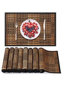 Excefore Natural Bamboo Placemats, 8 Pcs 18 x 12 inch Washable Heat Resistant Bamboo Dining Table Mats, Anti-Slip Elegant Bamboo Place Mats for Dining Room and Kitchen Table, Brown  - Image 1