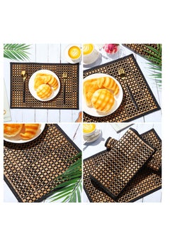 Excefore Natural Bamboo Placemats, 8 Pcs 18 x 12 inch Washable Heat Resistant Bamboo Dining Table Mats, Anti-Slip Elegant Bamboo Place Mats for Dining Room and Kitchen Table, Brown  - Image 3