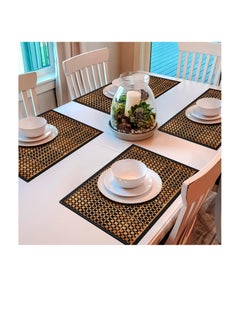 Excefore Natural Bamboo Placemats, 8 Pcs 18 x 12 inch Washable Heat Resistant Bamboo Dining Table Mats, Anti-Slip Elegant Bamboo Place Mats for Dining Room and Kitchen Table, Brown  - Image 5