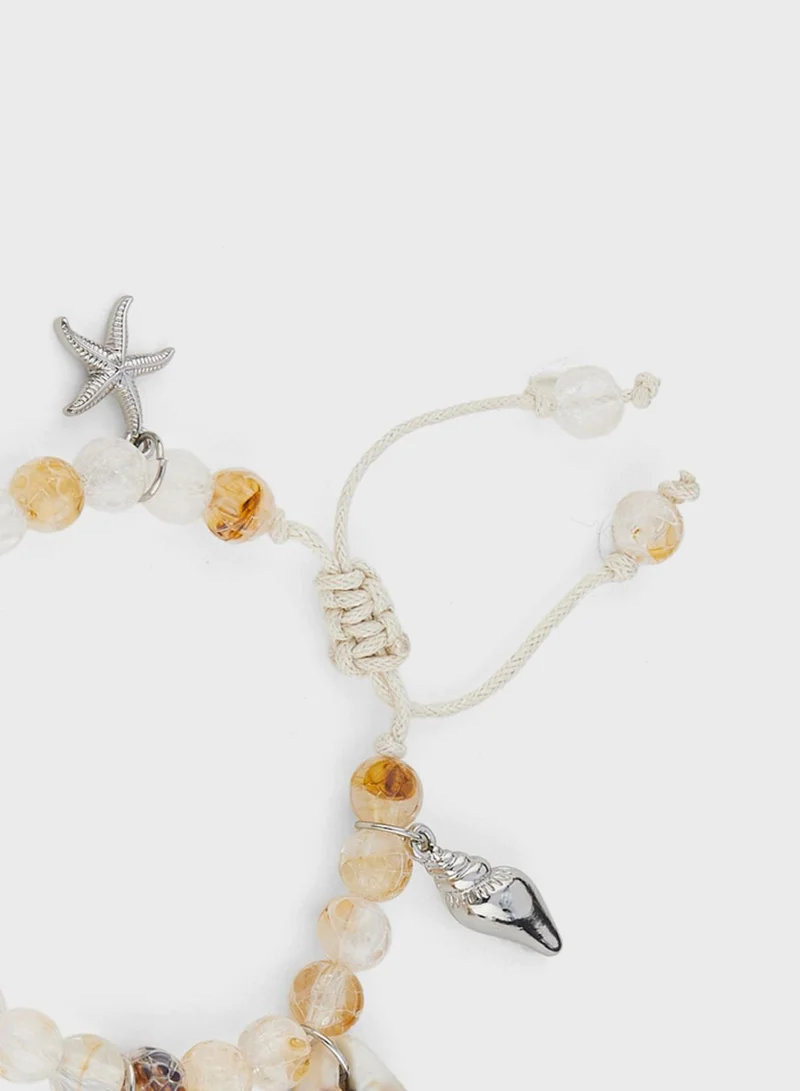 Ginger Starfish & Shell Beaded Bracelet