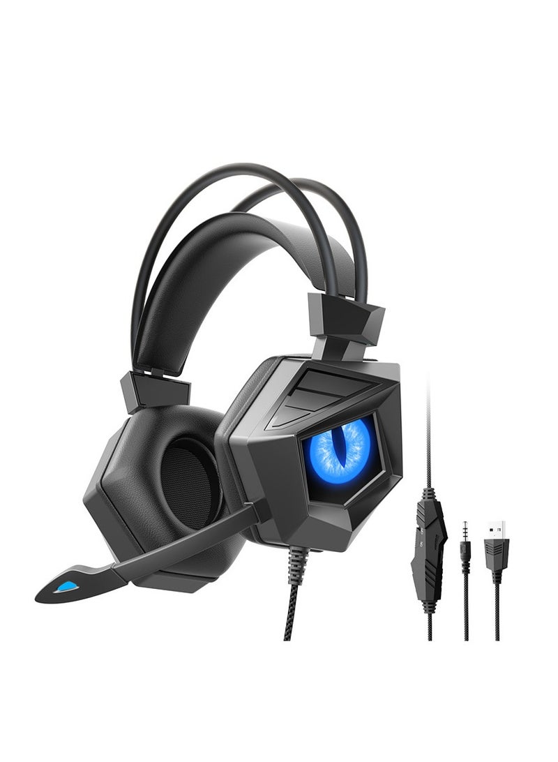 Gamer Headphones Wired Esports Headset With Mic RGB Breathing Lights Noise Cancelling Surround Sound For Pc & Phone Gaming - Image 1