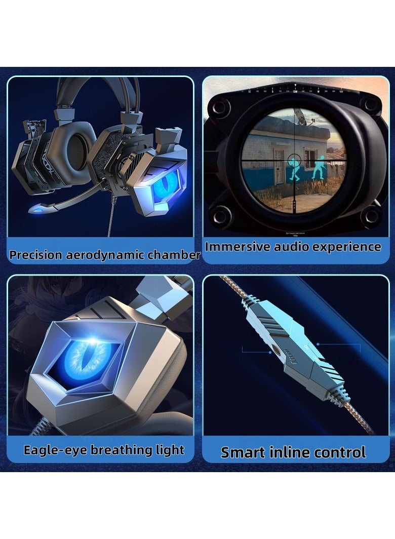 Gamer Headphones Wired Esports Headset With Mic RGB Breathing Lights Noise Cancelling Surround Sound For Pc & Phone Gaming - Image 2