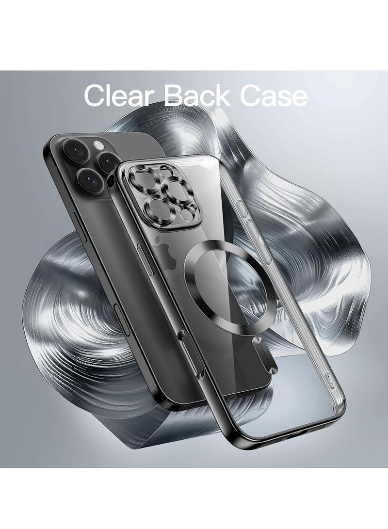 DUSALA Soft Clear Case for iPhone 16 Pro Max 6.9-Inch, Camera Lens Full Protection Compatible with MagSafe Wireless Charging Shockproof Electroplated TPU Phone Cover  Black - Image 3