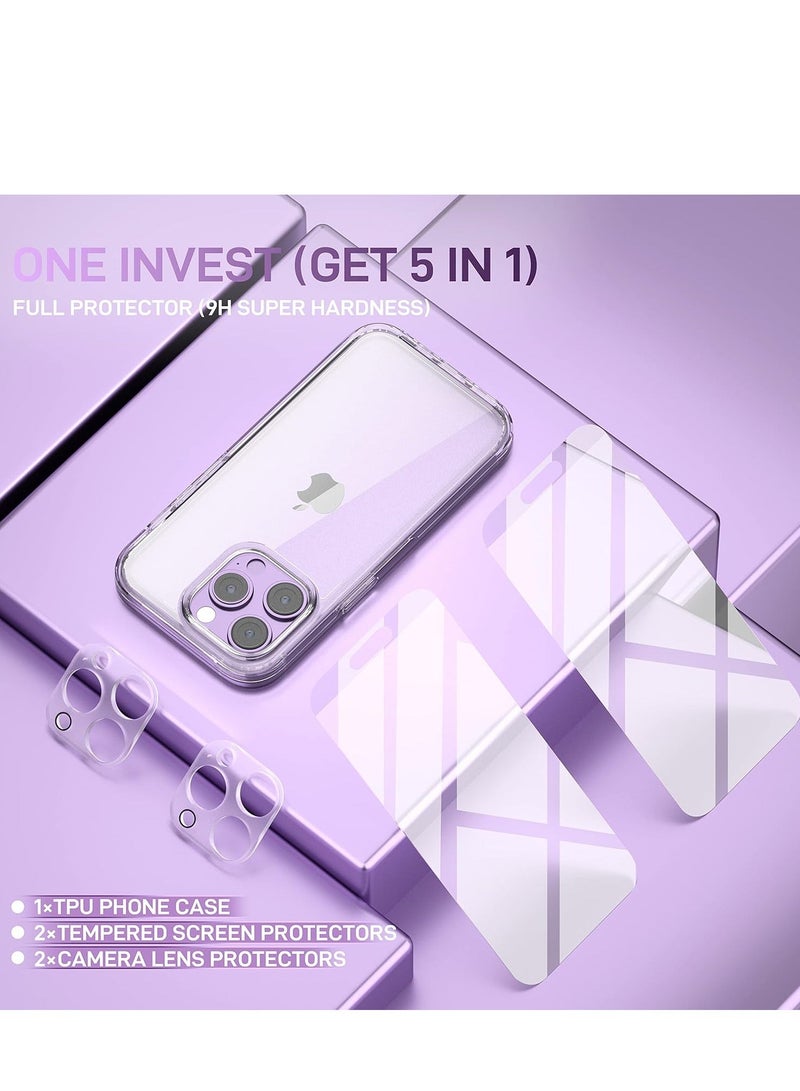 MUNTAQI 5 in 1 Magnetic Case for iPhone 14 Pro Max 6.7-Inch with 2-Pack Tempered Glass Screen Protector and Camera Lens Protector, Compatible with MagSafe, Shockproof Phone Cover - Image 2