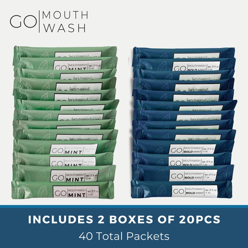 Exershield Bold Mint GO Travel Size Mouthwash Packets - Individual Mini Mouthwash for Fresh Breath - Smart Single Packet Design to Reduce Travel Bottle Waste. - Image 2