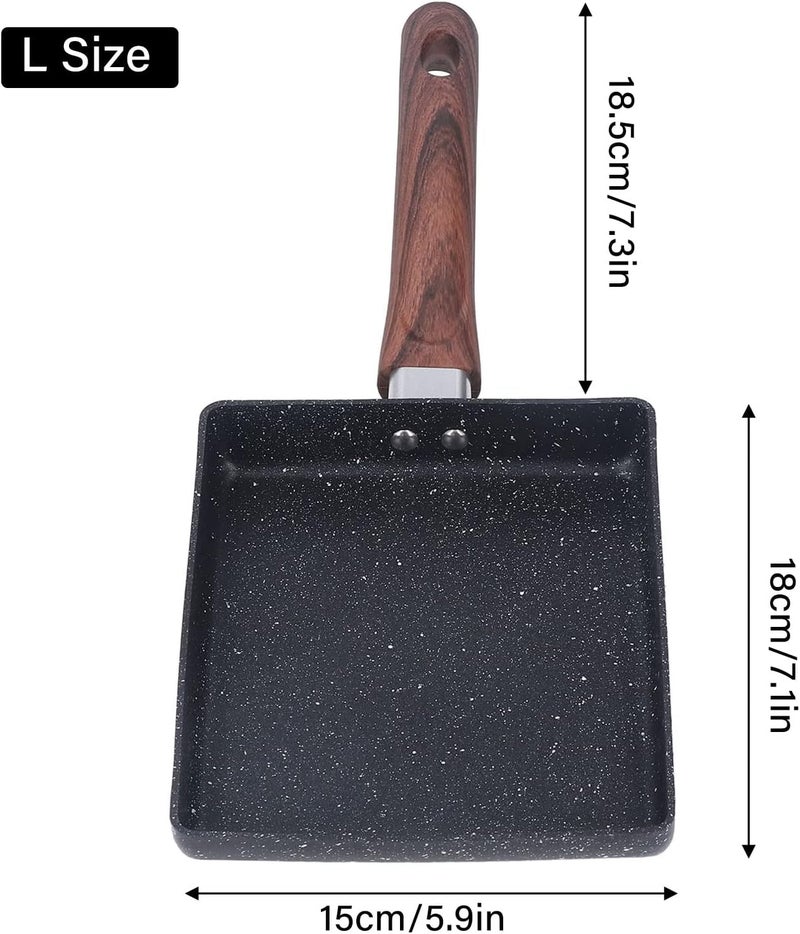 Aluminum Tamagoyaki Pan, Nonstick Omelette Pan, Wide Heating Bottom and Shaped Wall, with Phenolic Plastic Handle, Square Frying Skillet, for Eggs, Omelets, Sandwiches (L) - Image 5