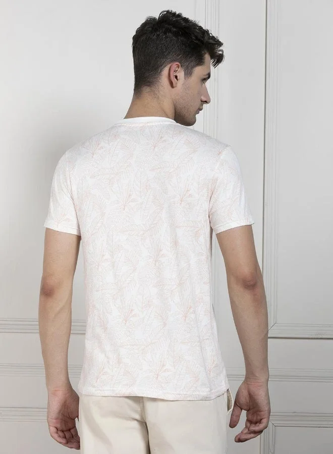 دينيس لينغو تيشيرت قطن بقصة عادية ورقبة دائرية بلون الصدأ