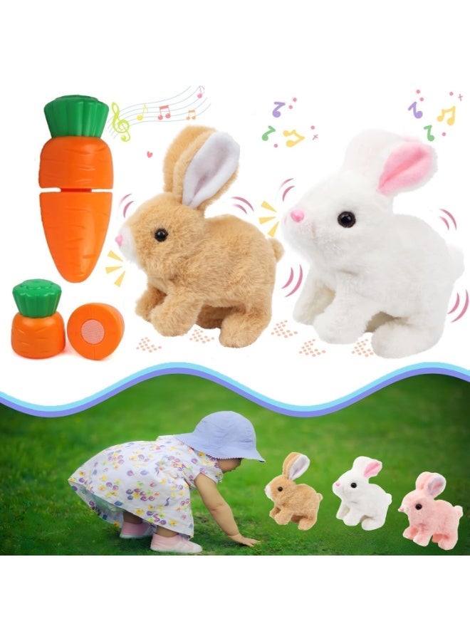 2pcs القفز لعبة الأرنب ، أرنب عيد الفصح التفاعلية الإلكترونية الأليفة الأليفة ألعاب الأرنب البلوش مع الأصوات ، القفز ، توقش الأذنين مع 2 الجزر - Image 1