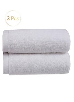 MAXQON Pack Of 2 - Beach Towel - 100% Cotton 600 GSM Over Sized (90x180cm), Highly Absorbent Bath Sheet For Pool, Beach, Fitness, Sports, Yoga, Color-White  - Image 1