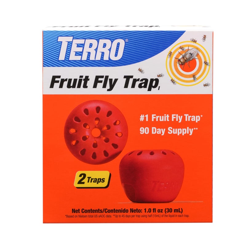 TERRO T2502 Ready-to-Use Indoor Fruit Fly Trap with Built in Window - 2 Traps + 90 day Lure Supply - Image 1