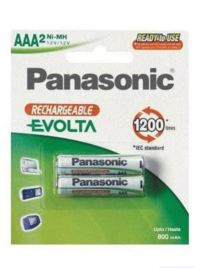 باناسونيك عبوة مكونة من بطاريتين من نوع Aaa بسعة 800 مللي أمبير في الساعة متعدد الألوان