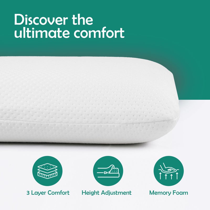 MYTRIDENT MYTRIDENT Indulgence Pillow for Bed, 3 Layered Structure, 260 GSM, Memory Pillow,40 CM X 60 CM-White  - Image 2