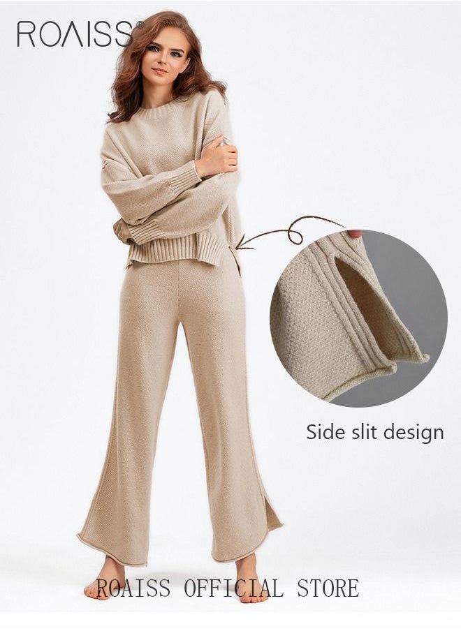 Women's Oversized Loose Suit Knitted Sweater Outfits 2 Piece Casual Set Solid Color Long Sleeve Wide Leg Pants - pzsku/ZE640AE3AFC041109E847Z/45/_/1693879765/0c2343e1-f73a-4f21-a466-89be1e5c4c49