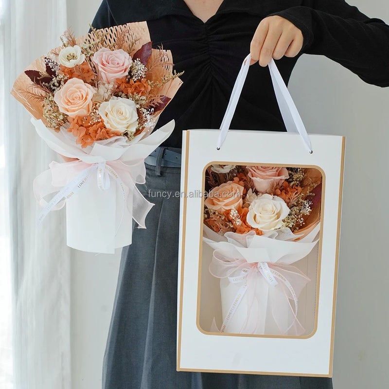 Bluejw Real Dried Flower Bouquet - Preserved Roses & Natural Dried Plants - Eternal Valentines Day/Christmas/Birthday/Wedding Gift - Best Seller - Image 1