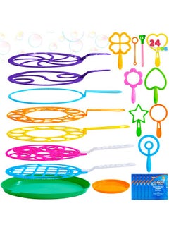 JOYIN JOYIN Big Bubble Wands Set Bulk for Kids Summer Outdoor Activity Party Favors, 18 Pcs Giant Bubble Maker with Tray, 12" Large, 6 Pcs Bubble Solution Suitable for All Age People  - Image 1