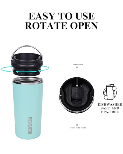 GiNT 17oz Travel Tea Mug with Infuser, 2 Lids. Vacuum Insulated 316 Stainless Steel Coffee Mug. Dishwasher Safe Tea Cup with Strainer for Hot & Cold Brew Coffee. Mothers Day Gifts for Mom (Green) - Image 4