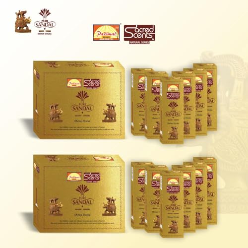 Parimal Pure Sandal (Gandha) Dhoop/Dhup Sticks (156–168) (540g) | 60–70 Min Burn | Sandal dhup batti | Bamboo-Less Incense|Each Pack 45G | Rich, Long-Lasting Fragrance |Dhoop Holder Inside| Pack of 12 - Image 3