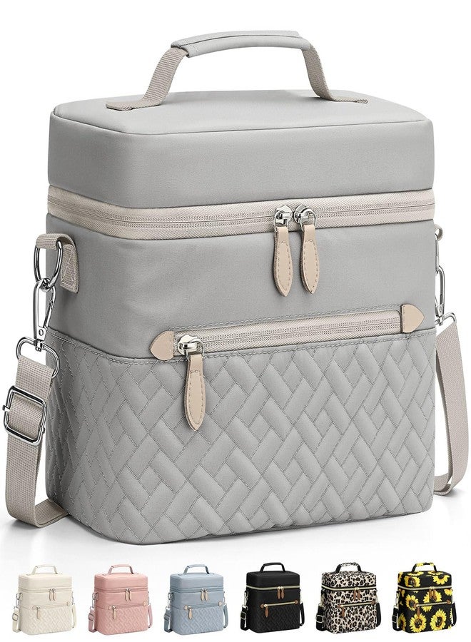 Capolo Lunch Box for Women Men Adults,Insulated Lunch Bag Leakproof Lunch Cooler Box with Removable Strap Cute Lunch Tote Bags Reusable Thermal Lunchbox for Work Picnic(Small,Grey) - Image 1