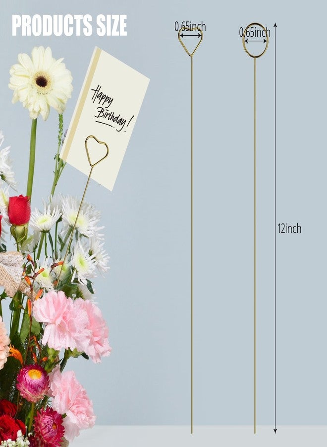 IHYjinchoo 40PCS Metal Floral Card Holder,12" Round Multi-Use for Photo Memo Clips,Flower Arrangement, Gift Card Tree Holder, Perfect for Wedding, Birthday Parties,Centerpiece Table,Flower Gifts (Round - Image 3