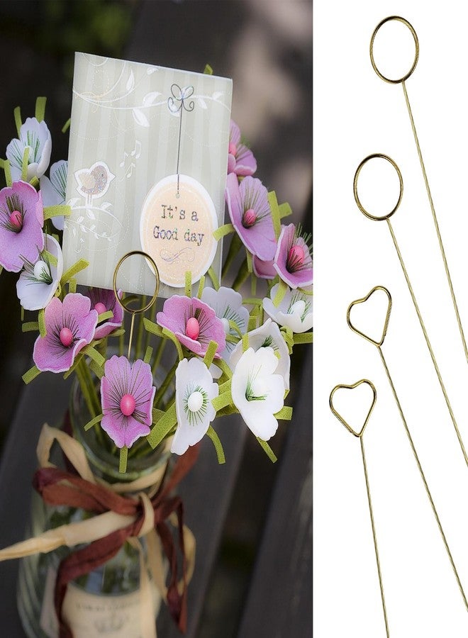 IHYjinchoo 40PCS Metal Floral Card Holder,12" Round Multi-Use for Photo Memo Clips,Flower Arrangement, Gift Card Tree Holder, Perfect for Wedding, Birthday Parties,Centerpiece Table,Flower Gifts (Round - Image 5