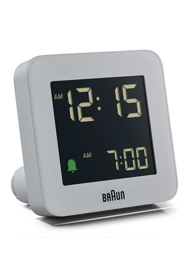 براون ساعة منبه رقمية مع غفوة، شاشة LCD سلبية، مجموعة سريعة، منبه صفير كريسيندو باللون الرمادي، موديل BC09G.