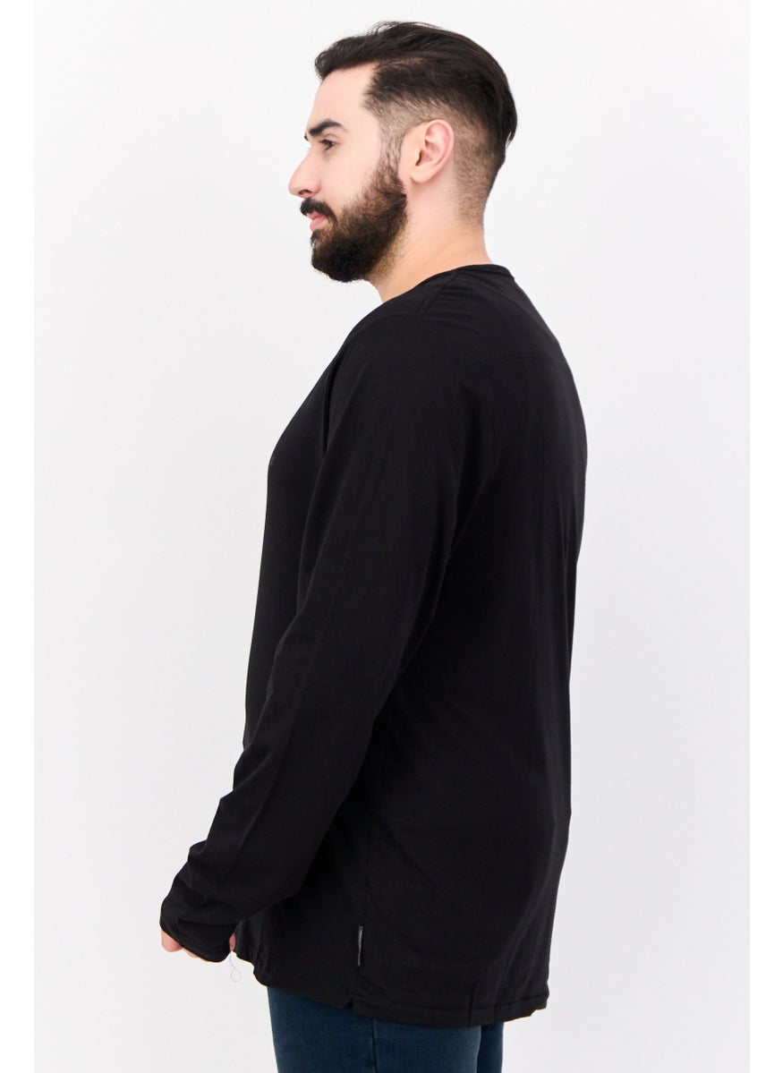 French Connection Men Round Neck Long Sleeves Brand Logo T-Shirt, Black  - Image 2