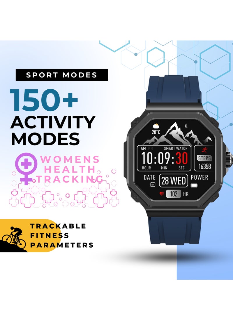 GRABIT G-TRAX Smartwatch AMOLED Display & Bluetooth Calling features a 1.43” Super AMOLED display, Bluetooth calling, SOS calling, and AI voice assistant. With heart rate monitoring, sports modes, and 150+ watch faces, it’s perfect for fitness and daily use. A 400mAh battery offers 30-day standby, and the IP68 zinc alloy body ensures durability. Compatible with iPhone, Samsung, OnePlus, Xiaomi, Huawei, Google Pixel, and more. It comes in Metal Black with an extra stainless-steel strap.  - Image 2