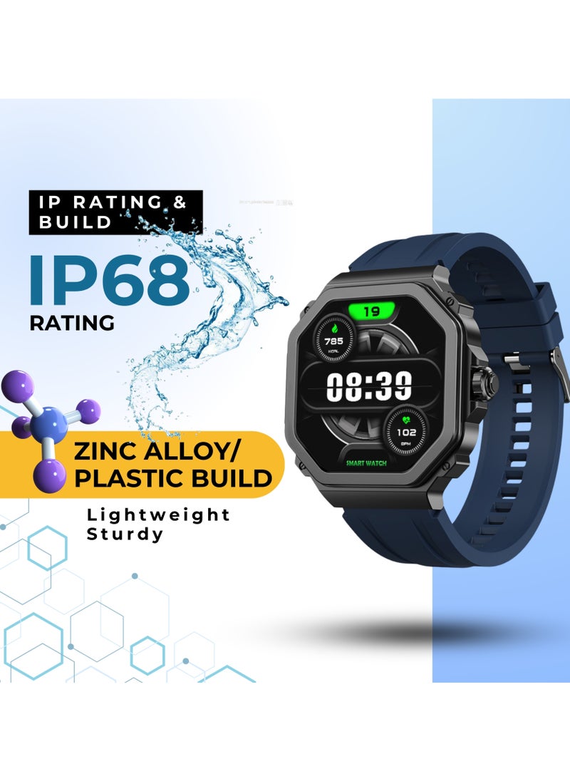 GRABIT G-TRAX Smartwatch AMOLED Display & Bluetooth Calling features a 1.43” Super AMOLED display, Bluetooth calling, SOS calling, and AI voice assistant. With heart rate monitoring, sports modes, and 150+ watch faces, it’s perfect for fitness and daily use. A 400mAh battery offers 30-day standby, and the IP68 zinc alloy body ensures durability. Compatible with iPhone, Samsung, OnePlus, Xiaomi, Huawei, Google Pixel, and more. It comes in Metal Black with an extra stainless-steel strap.  - Image 5