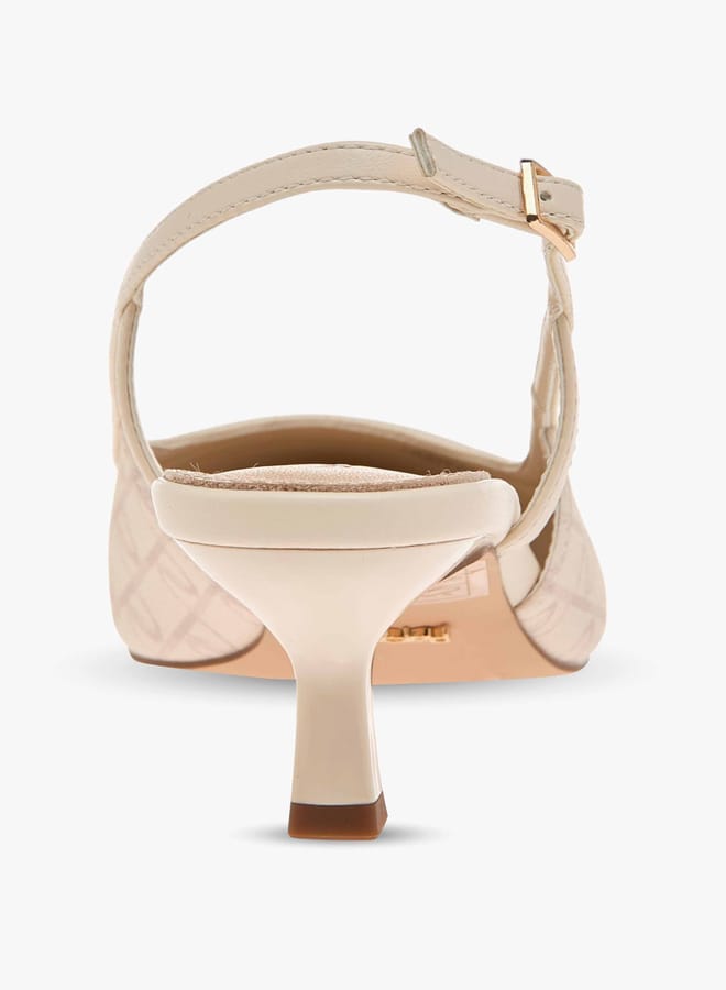 بابريكا حذاء نسائي بكعب رفيع وإبزيم وطبعات شعار - Image 5