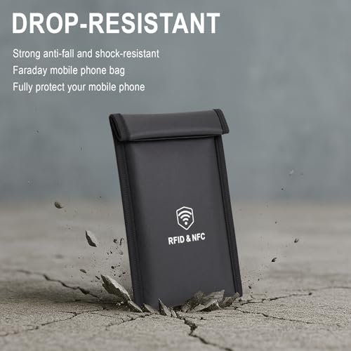 XIAODUN 2 Pack Faraday Bags for Phones - [5G/Bluetooth/WiFi/GPS] Signal Blocker, Fireproof Waterproof Anti-Scratch | Detachable Wrist Strap, RFID Blocking Anti-Tracking Pouch - Image 3
