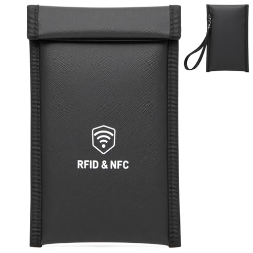 XIAODUN 2 Pack Faraday Bags for Phones - [5G/Bluetooth/WiFi/GPS] Signal Blocker, Fireproof Waterproof Anti-Scratch | Detachable Wrist Strap, RFID Blocking Anti-Tracking Pouch - Image 1