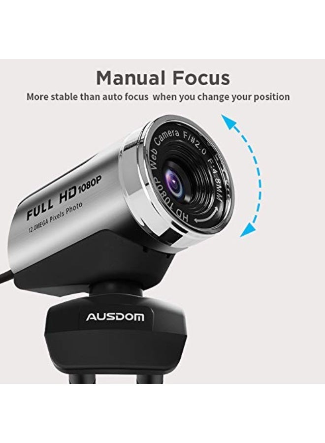 أوسدوم كاميرا ويب AW615 بدقة 12 ميجابكسل، ودقة FHD 1080P، ومعدل تحديث 30 هرتز، مزودة بميكروفون، ومجال رؤية واسع 90 درجة، وتركيز يدوي. - Image 3