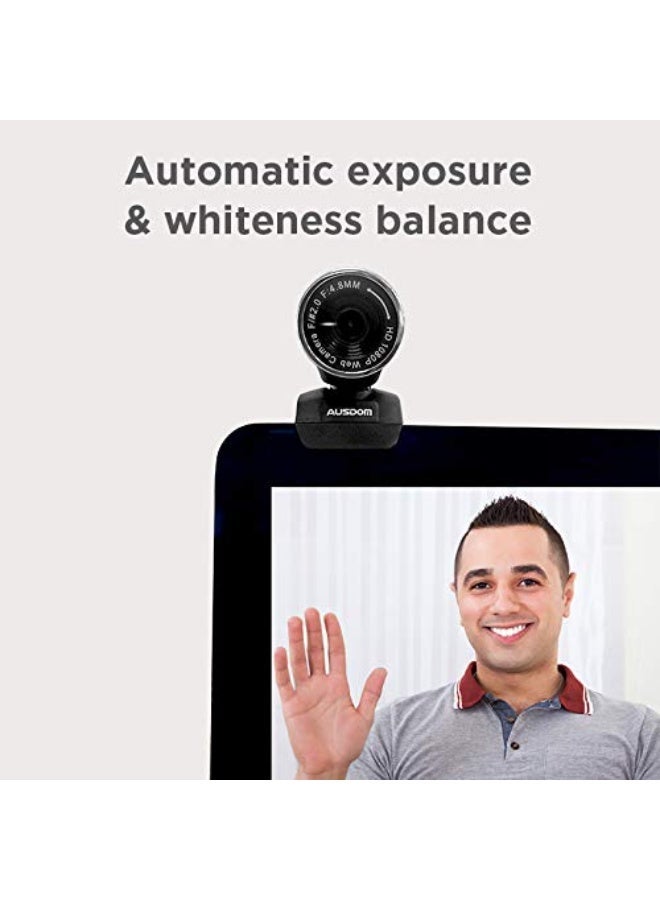 أوسدوم كاميرا ويب AW615 بدقة 12 ميجابكسل، ودقة FHD 1080P، ومعدل تحديث 30 هرتز، مزودة بميكروفون، ومجال رؤية واسع 90 درجة، وتركيز يدوي. - Image 2