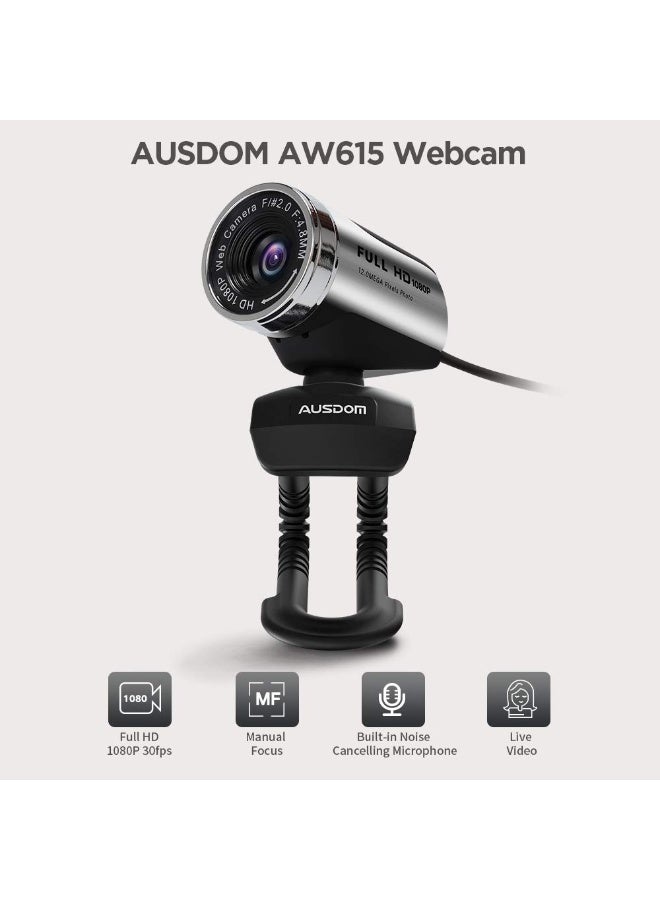 أوسدوم كاميرا ويب AW615 بدقة 12 ميجابكسل، ودقة FHD 1080P، ومعدل تحديث 30 هرتز، مزودة بميكروفون، ومجال رؤية واسع 90 درجة، وتركيز يدوي. - Image 5