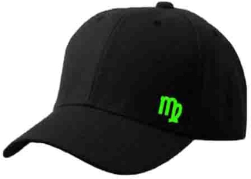 Black Cap with Virgo zodiac Lemon green Color Logo