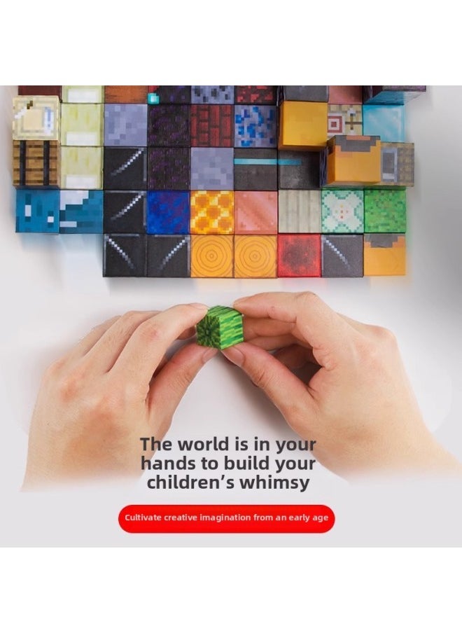 null - World Magnetic Square Magnetic Suction Building Blocks DIY Variable Three-Dimensional Building Blocks Assembled Children's Toys For Boys-Color:Minecraft Magnetic Square Building Blocks [versatile Style]-Specifications:500 Random Pieces [10 Dolls Included] - Image 1