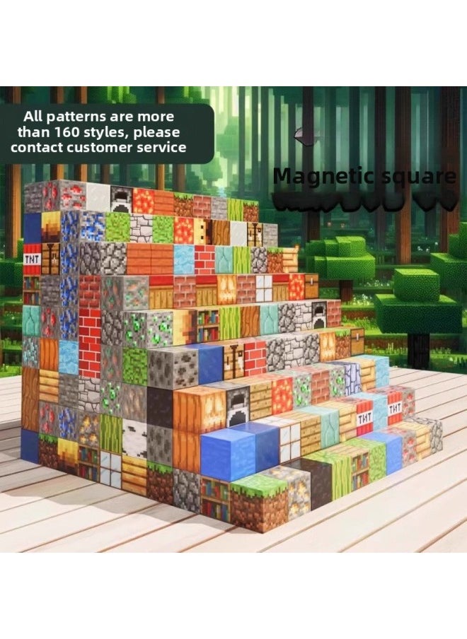 null - World Magnetic Square Magnetic Suction Building Blocks DIY Variable Three-Dimensional Building Blocks Assembled Children's Toys For Boys-Color:Minecraft Magnetic Square Building Blocks [versatile Style]-Specifications:500 Random Pieces [10 Dolls Included] - Image 1