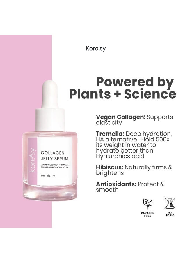Kore'sy Collagen Jelly Serum, Lightweight Hydrating Face Serum with Vegan Collagen, Tremella Mushroom, Hibiscus – For Dull, Dry or Aging Skin - Image 4