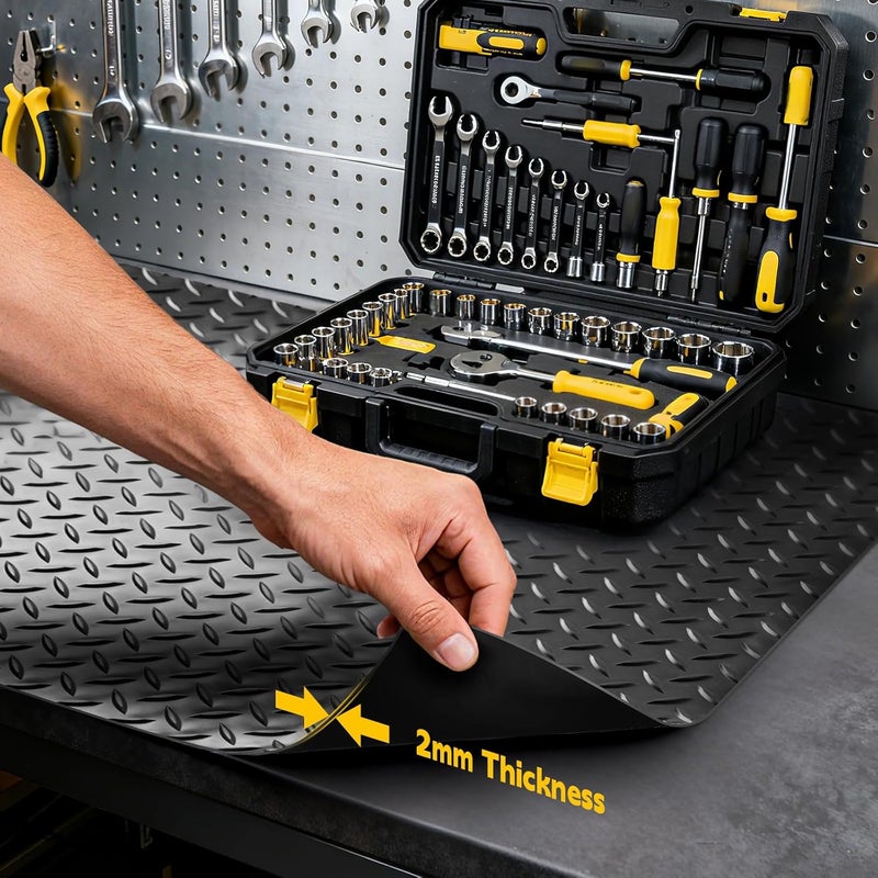 ARQRHTLY Workbench Mat 47.24"x23.62" Work Bench Pad, 2mm Non-Slip Steel Plate Tool Station for Painting, Woodworking, Crafting, DIY Building (47.24" x23.62) - Image 5