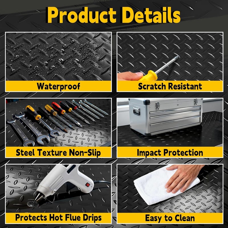ARQRHTLY Workbench Mat 47.24"x23.62" Work Bench Pad, 2mm Non-Slip Steel Plate Tool Station for Painting, Woodworking, Crafting, DIY Building (47.24" x23.62) - Image 3