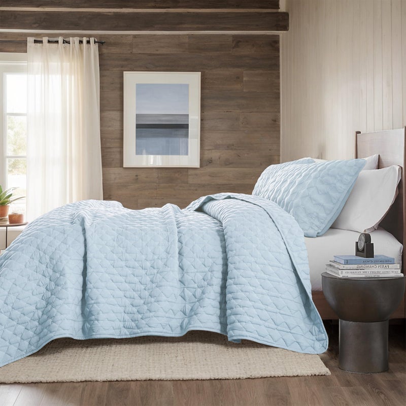 WDCOZY Light Blue Twin Size Quilt Bedding Set with 1 Pillow Sham, Lightweight Soft Bedspread Coverlet, Thin Comforter Bed Cover for All Season, 2 Pieces, 68x90 inches - Image 5