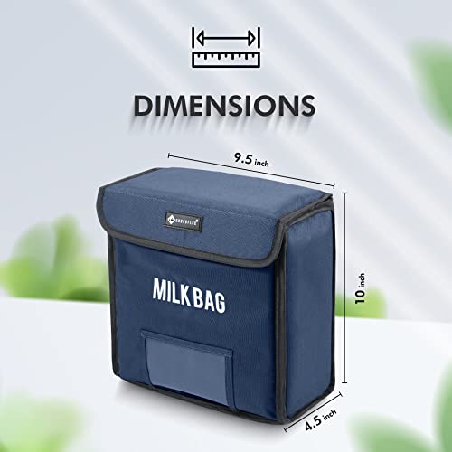 Shopoflux Milk Bag For Door Hanging | Insulated And Waterproof Door Hanging Bag For Milk Sachets And Bottles Storage With Pocket For Notes And News Paper (Blue) - Fold Top, 24.13 Cm, 25.4 Cm - Image 5