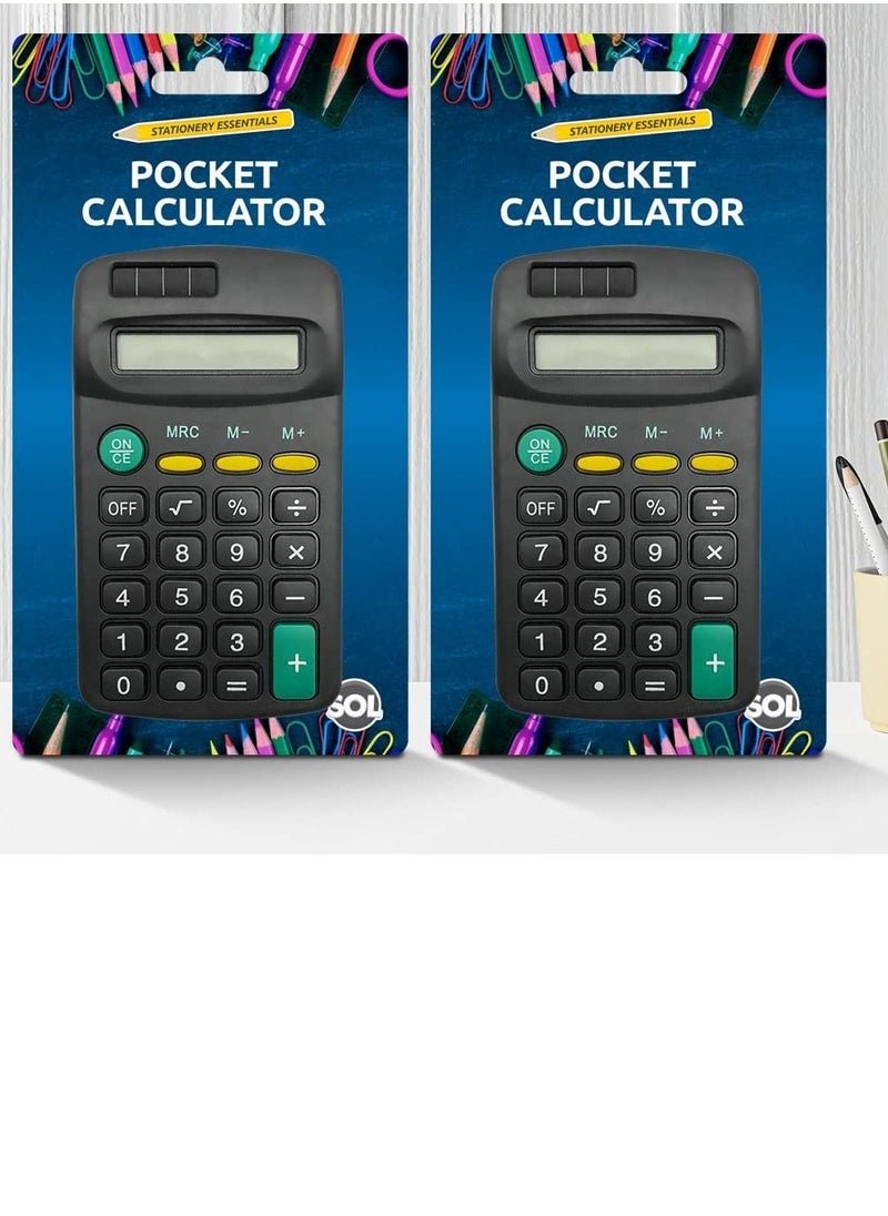 Generic - Pocket Size Mini Calculators Handheld Angled 8-Digit Display Calculator Basic Standard Calculators Small Accounting Desktop Calculator for Office School and Home (2 Pieces) - Image 1