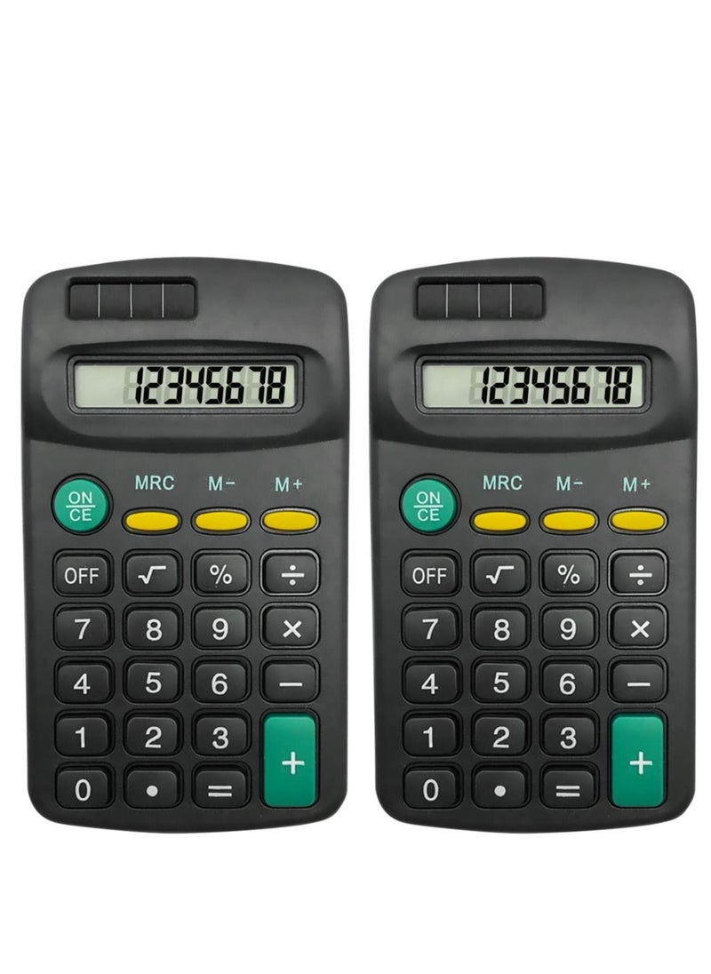 Generic - Pocket Size Mini Calculators Handheld Angled 8-Digit Display Calculator Basic Standard Calculators Small Accounting Desktop Calculator for Office School and Home (2 Pieces) - Image 1