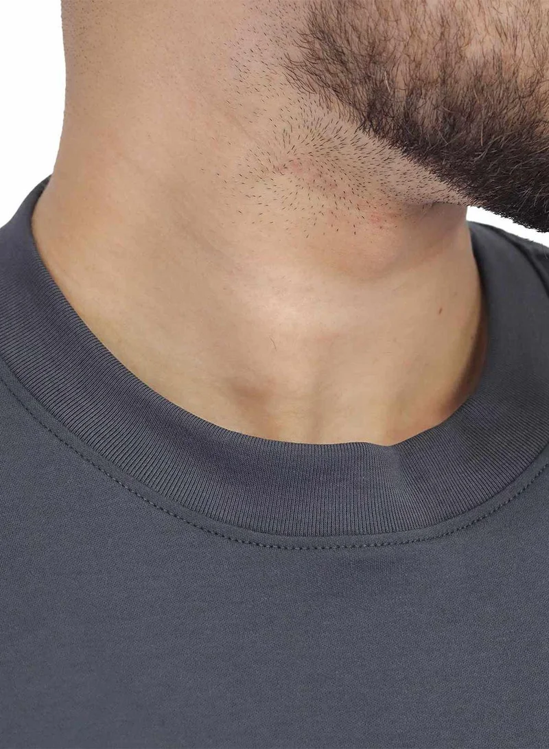 جيوردانو تي شيرت رجالي بياقة دائرية وأكمام طويلة وقصة ضيقة وتطريز سائل وياقة ذكية