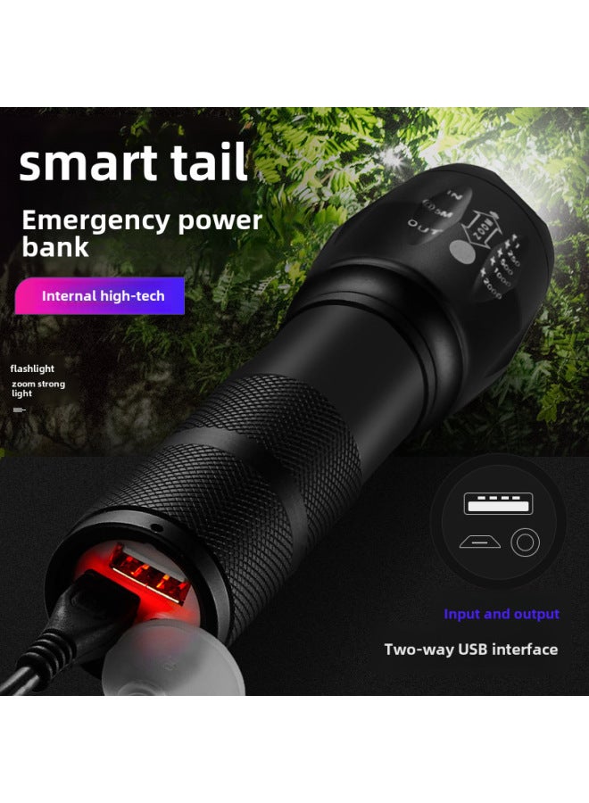Flashlight Rechargeable Super Bright Long-range Household Outdoor Small Portable Mini Small Led Lamp Charging Treasure-Product Specifications:200W Zoom USB Fast Charge 】 - Image 3