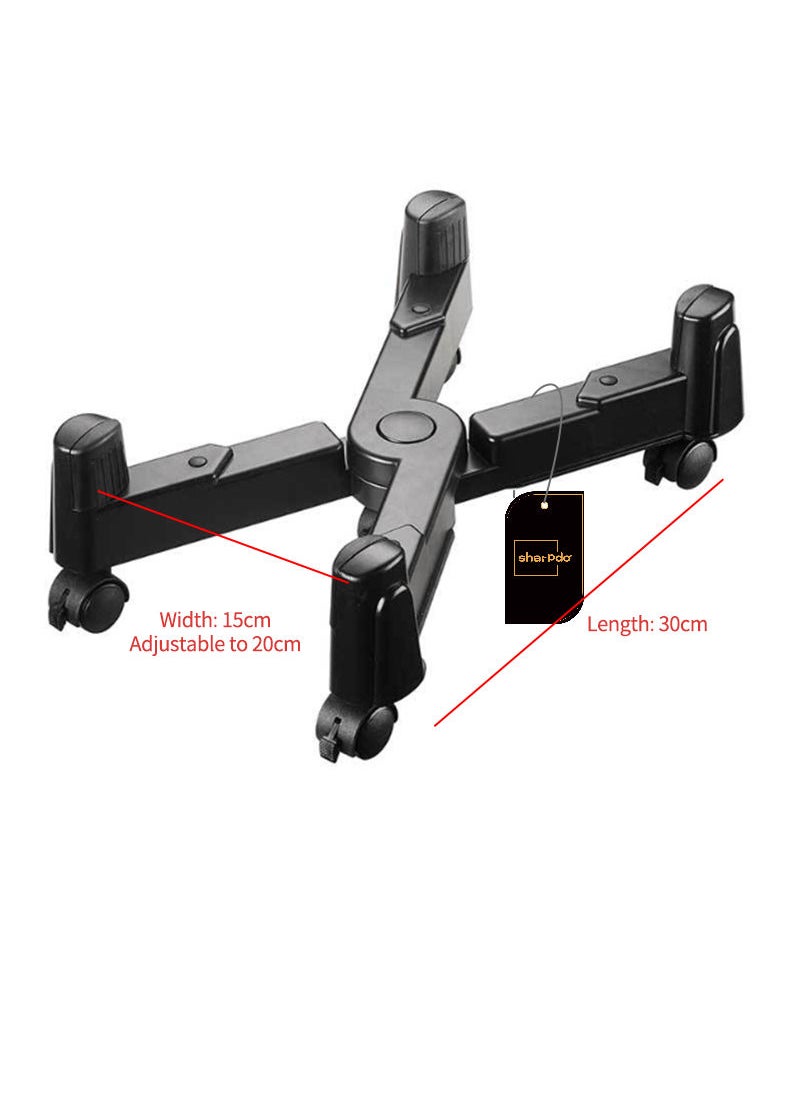 Sharpdo - Computer Tower Stand, CPU Holder Desktop Stand Desktop ATX-Case Mobile Cart Holder Adjustable Width with 4 Caster Wheels, Fits Most Computer Cases Under Desk, Black - Image 1